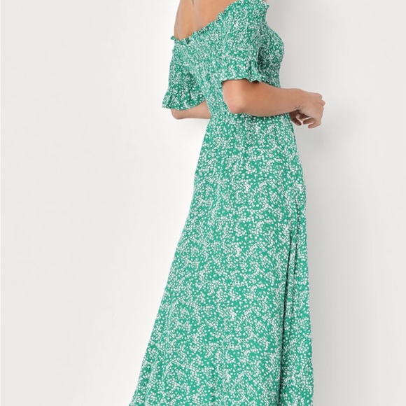 Lulu's Emerald Floral High-Low Dress - Picture 3 of 9
